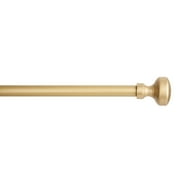 TOWN & COUNTRY EVERYDAY Modern Rounded Cap Single Indoor Curtain Rod and Finial Set, Easy Install Wall Mount, Matte Gold, Adjustable 66 -120