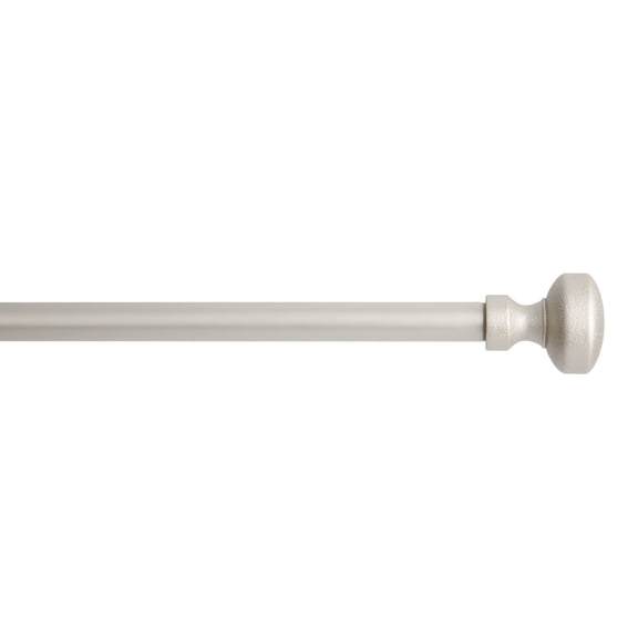TOWN & COUNTRY EVERYDAY Modern Rounded Cap Single Indoor Curtain Rod and Finial Set, Easy Install Wall Mount, Matte Silver, Adjustable 36”-72”
