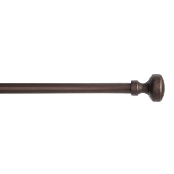 TOWN & COUNTRY EVERYDAY Modern Rounded Cap Single Indoor Curtain Rod and Finial Set, Easy Install Wall Mount, Oil Rubbed Bronze, Adjustable 36”-72”