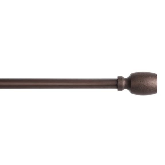 TOWN & COUNTRY EVERYDAY Modern Smooth Edge Cylinder Single Indoor Curtain Rod and Finial Set, Easy Install Wall Mount, Oil Rubbed Bronze, Adjustable 36”-72”