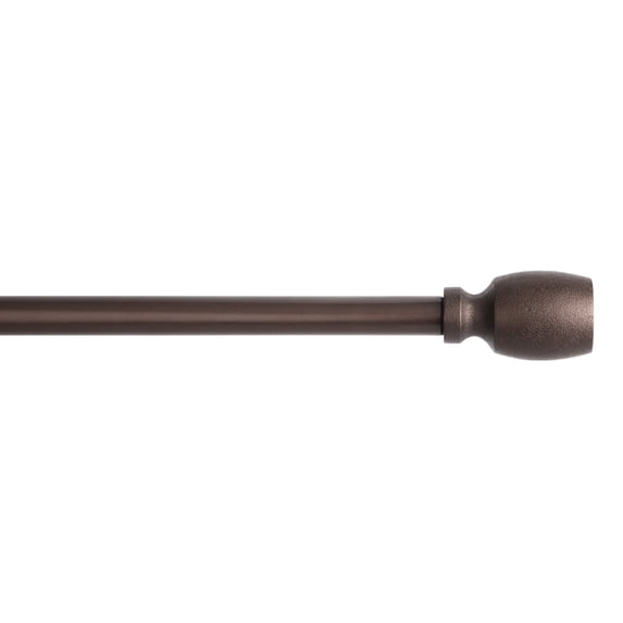 TOWN & COUNTRY EVERYDAY Modern Smooth Edge Cylinder Single Indoor Curtain Rod and Finial Set, Easy Install Wall Mount, Oil Rubbed Bronze, Adjustable 36”-72”