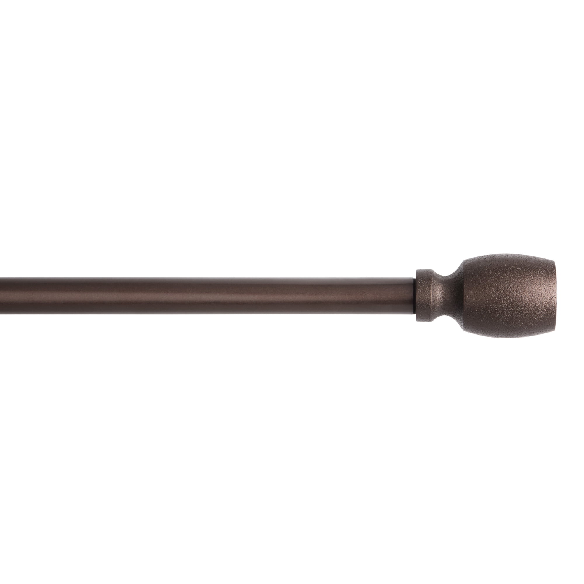 TOWN & COUNTRY EVERYDAY Modern Smooth Edge Cylinder Single Indoor Curtain Rod and Finial Set, Easy Install Wall Mount, Oil Rubbed Bronze, Adjustable 66”-120”