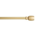 thumbnail image 1 of TOWN & COUNTRY EVERYDAY Modern Smooth Edge Cylinder Single Indoor Curtain Rod and Finial Set, Easy Install Wall Mount, Matte Gold, Adjustable 36”-72”, 1 of 7