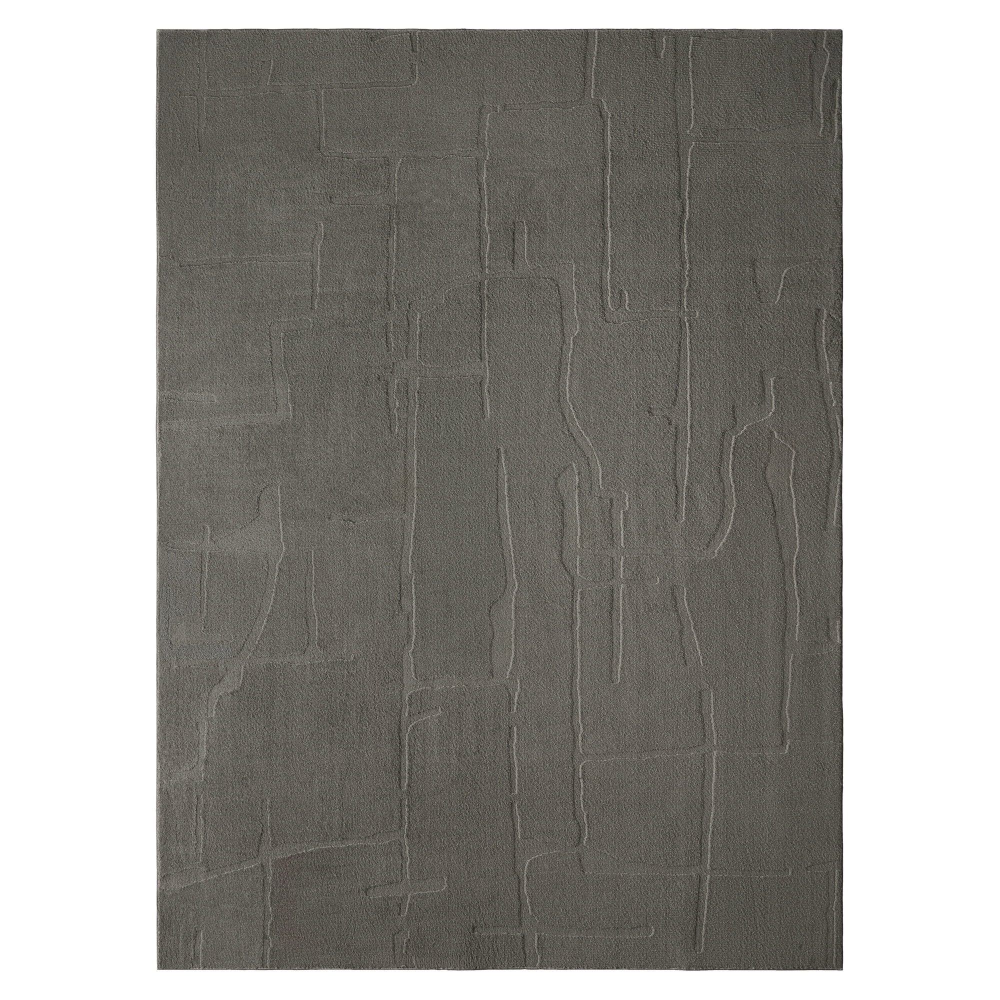 TOWN & COUNTRY EVERYDAY Rae Abstract Organic Soft Felt Everwash®, Machine Washable Area Rug with Non-Slip Backing, Abstract Rug, Charcoal Grey, 4'11"x6'10"