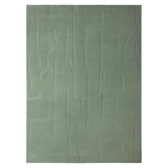 TOWN & COUNTRY EVERYDAY Rae Abstract Organic Soft Felt Everwash®, Machine Washable Area Rug with Non-Slip Backing, Abstract Rug, Sage Green, 6'6"x9'2"