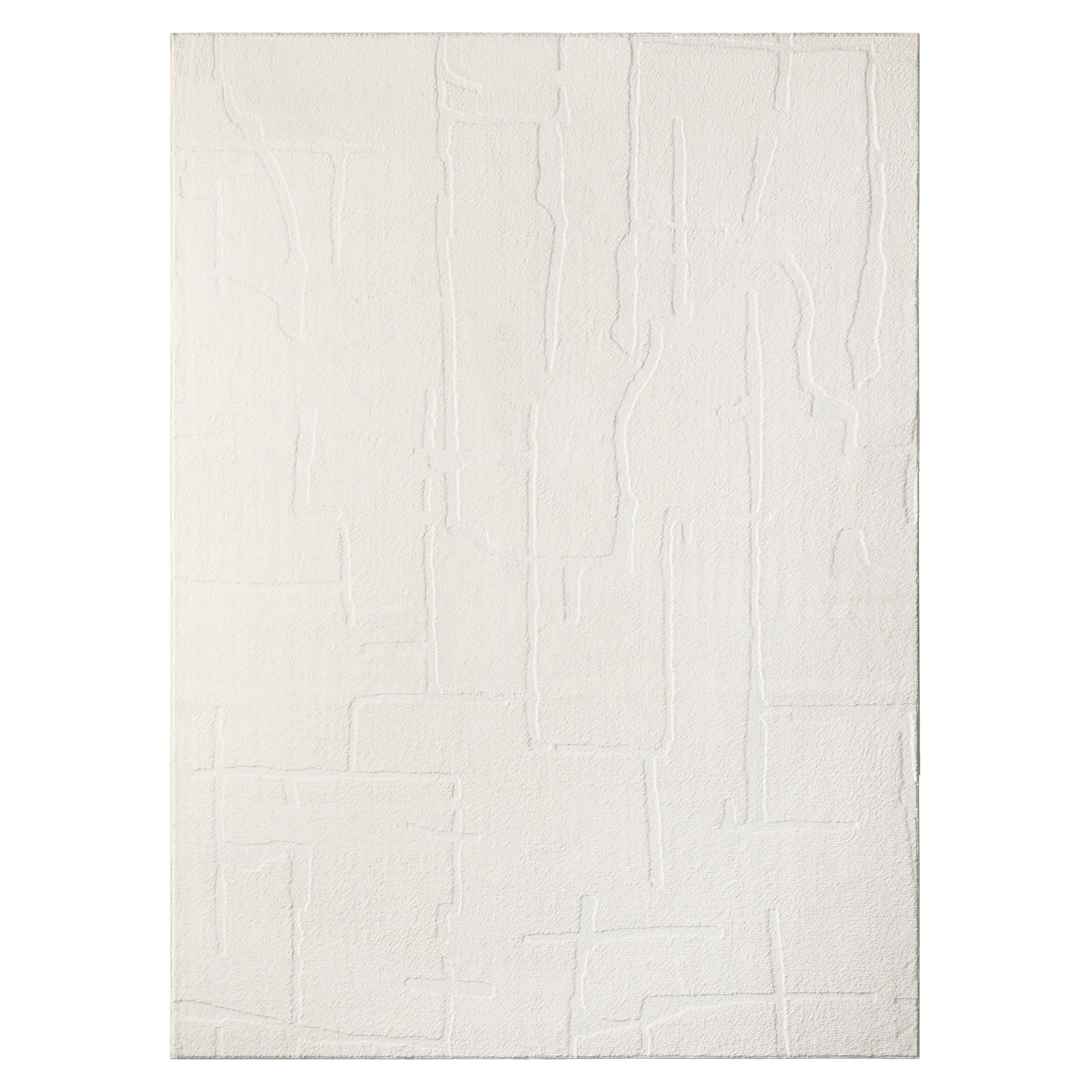 TOWN & COUNTRY EVERYDAY Rae Abstract Organic Soft Felt Everwash®, Machine Washable Area Rug with Non-Slip Backing, Abstract Rug, Ivory, 6'6"x9'2"