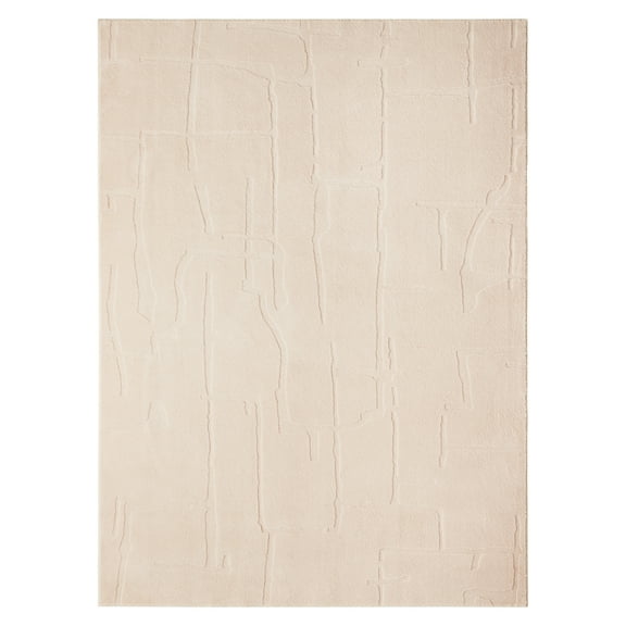 TOWN & COUNTRY EVERYDAY Rae Abstract Organic Soft Felt Everwash®, Machine Washable Area Rug with Non-Slip Backing, Abstract Rug, Taupe, 4'11"x6'10"