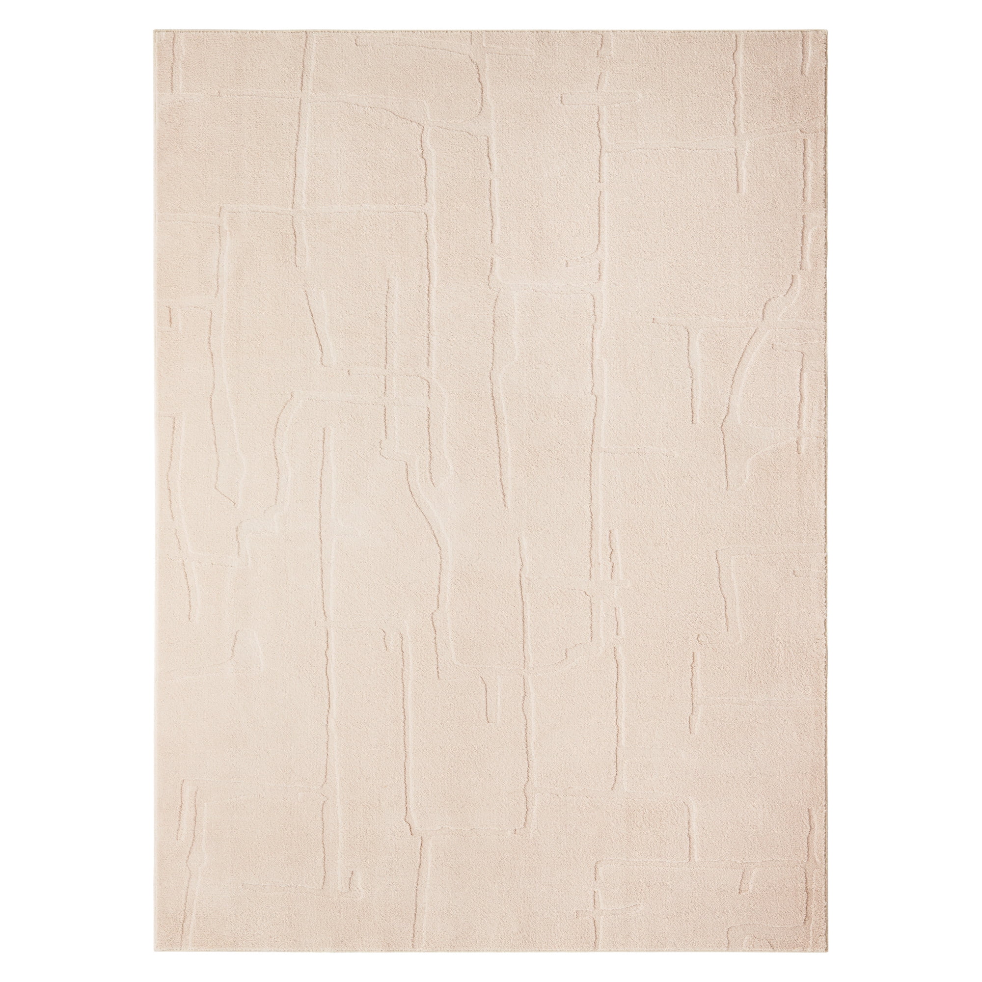 TOWN & COUNTRY EVERYDAY Rae Abstract Organic Soft Felt Everwash®, Machine Washable Area Rug with Non-Slip Backing, Abstract Rug, Taupe, 6'6"x9'2"