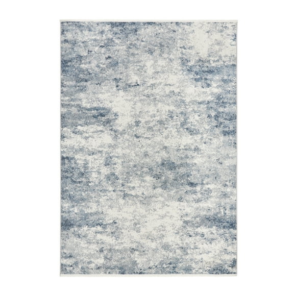 TOWN & COUNTRY EVERYDAY Rein Abstract Cloud Everwash® Washable Area Rug with Non-Slip Backing, Pet Friendly Rug, Blue/Grey, 5'2"x7'2"