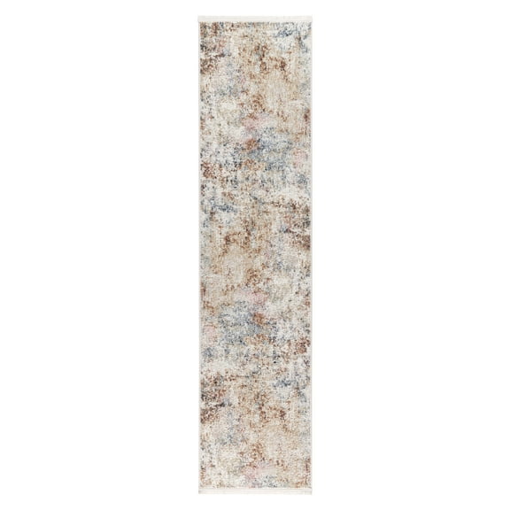 TOWN & COUNTRY EVERYDAY Rein Abstract Cloud Everwash® Washable Runner Area Rug with Non-Slip Backing, Pet Friendly Rug, Brown/Beige, 1'9"x7'2"