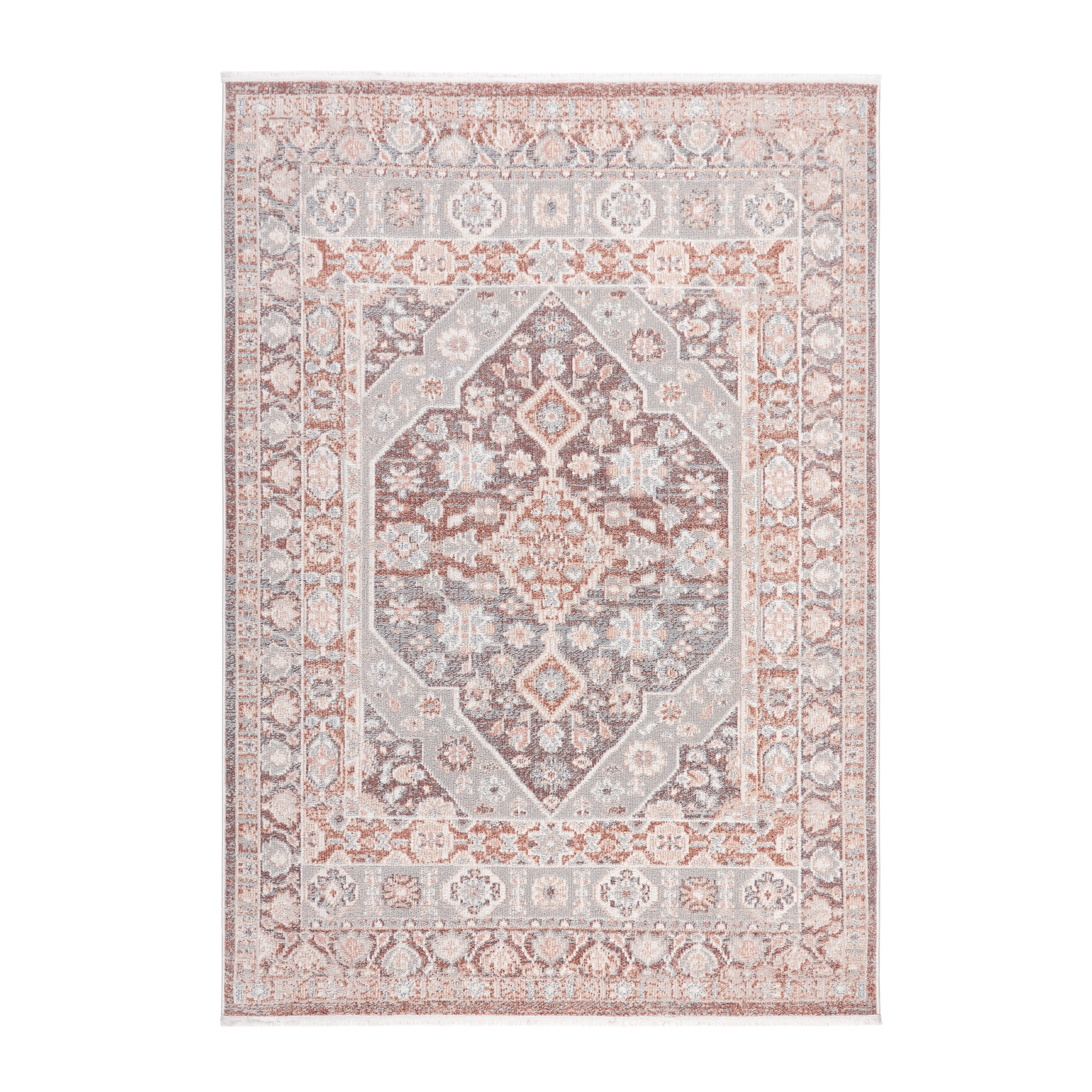 Rein Gray and Brown Synthetic Medallion Washable Area Rug, 8' x 10'