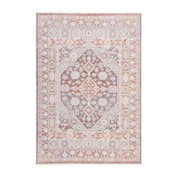 TOWN & COUNTRY EVERYDAY Rein Center Medallion Everwash® Washable Area Rug with Non-Slip Backing, Pet Friendly Rug, Brown/Grey, 7'10"x10'2"