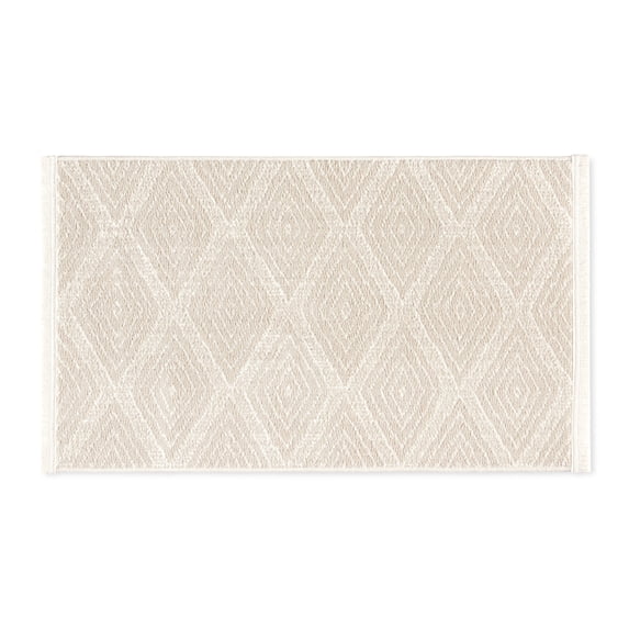 TOWN & COUNTRY EVERYDAY Rein Solid Diamond Everwash® Washable Area Rug with Non-Slip Backing, Pet Friendly Rug, Beige, 21"x35"