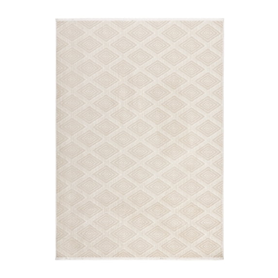 TOWN & COUNTRY EVERYDAY Rein Solid Diamond Everwash® Washable Area Rug with Non-Slip Backing, Pet Friendly Rug, Beige, 6'6"x9'6"