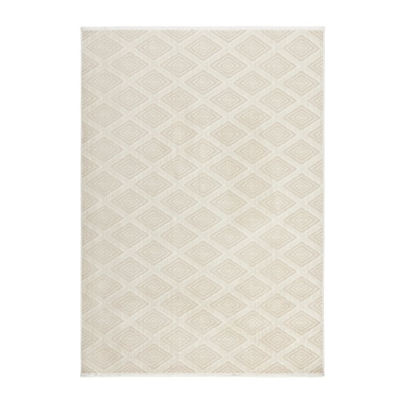 TOWN & COUNTRY EVERYDAY Rein Solid Diamond Everwash® Washable Area Rug with Non-Slip Backing, Pet Friendly Rug, Beige, 7'10"x10'2"