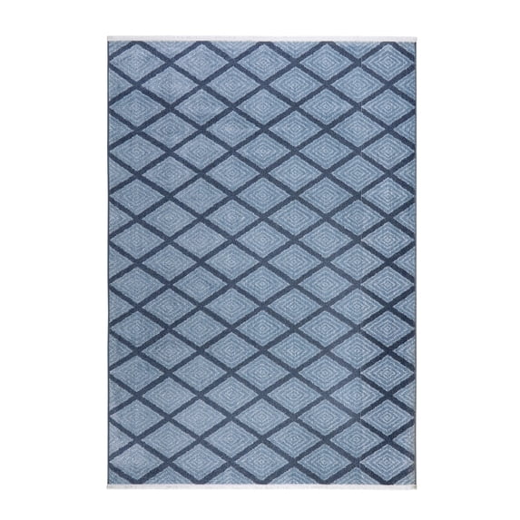 TOWN & COUNTRY EVERYDAY Rein Solid Diamond Everwash® Washable Area Rug with Non-Slip Backing, Pet Friendly Rug, Blue, 5'2"x7'2"