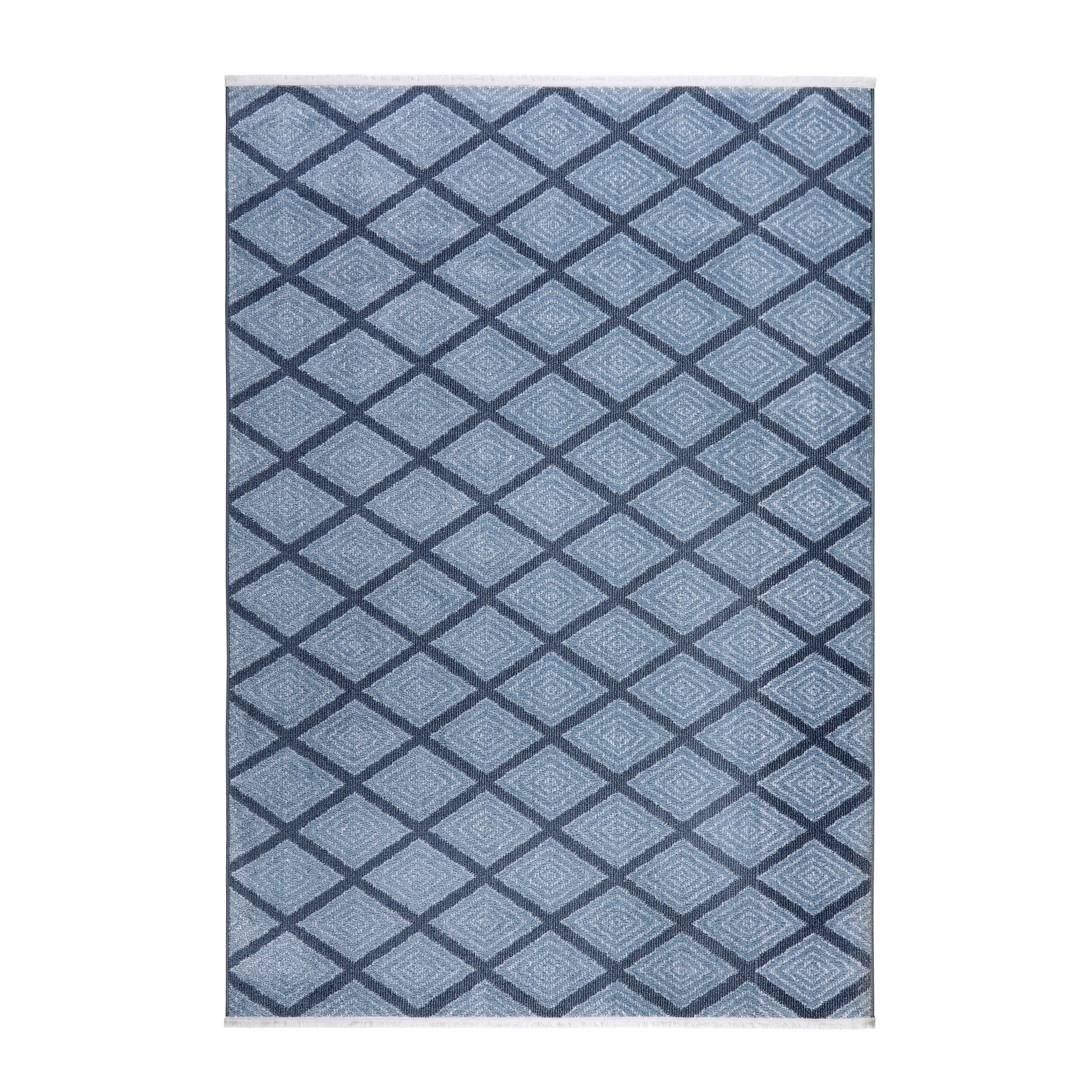 TOWN & COUNTRY EVERYDAY Rein Solid Diamond Everwash® Washable Area Rug with Non-Slip Backing, Pet Friendly Rug, Blue, 6'6"x9'6"