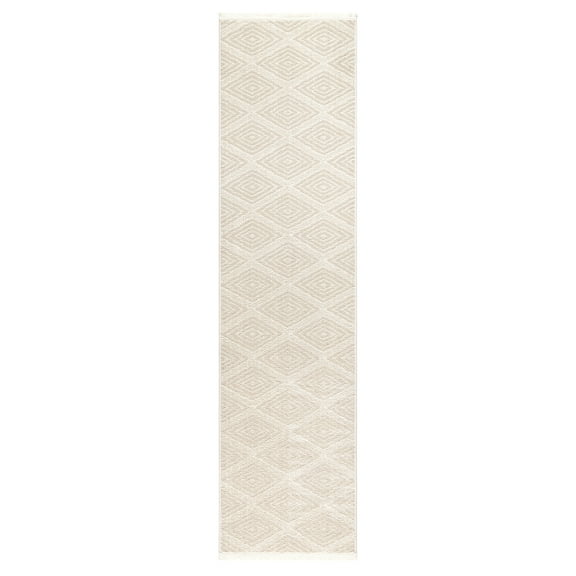 TOWN & COUNTRY EVERYDAY Rein Solid Diamond Everwash® Washable Runner Area Rug with Non-Slip Backing, Pet Friendly Rug, Beige, 1'9"x7'2"