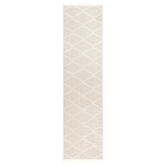 TOWN & COUNTRY EVERYDAY Rein Solid Diamond Everwash® Washable Runner Area Rug with Non-Slip Backing, Pet Friendly Rug, Beige, 1'9"x7'2"