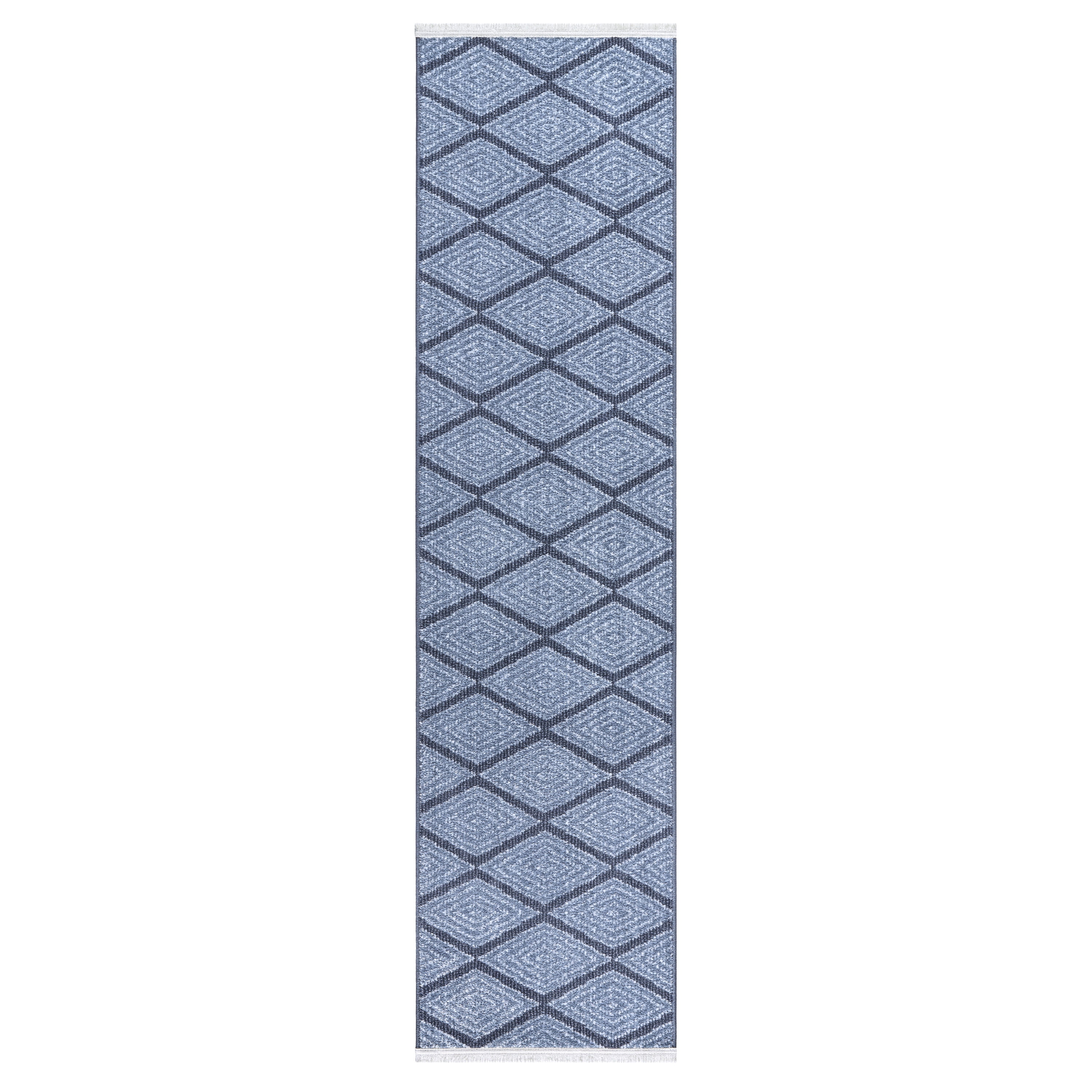 TOWN & COUNTRY EVERYDAY Rein Solid Diamond Everwash® Washable Runner Area Rug with Non-Slip Backing, Pet Friendly Rug, Blue, 1'9"x7'2"