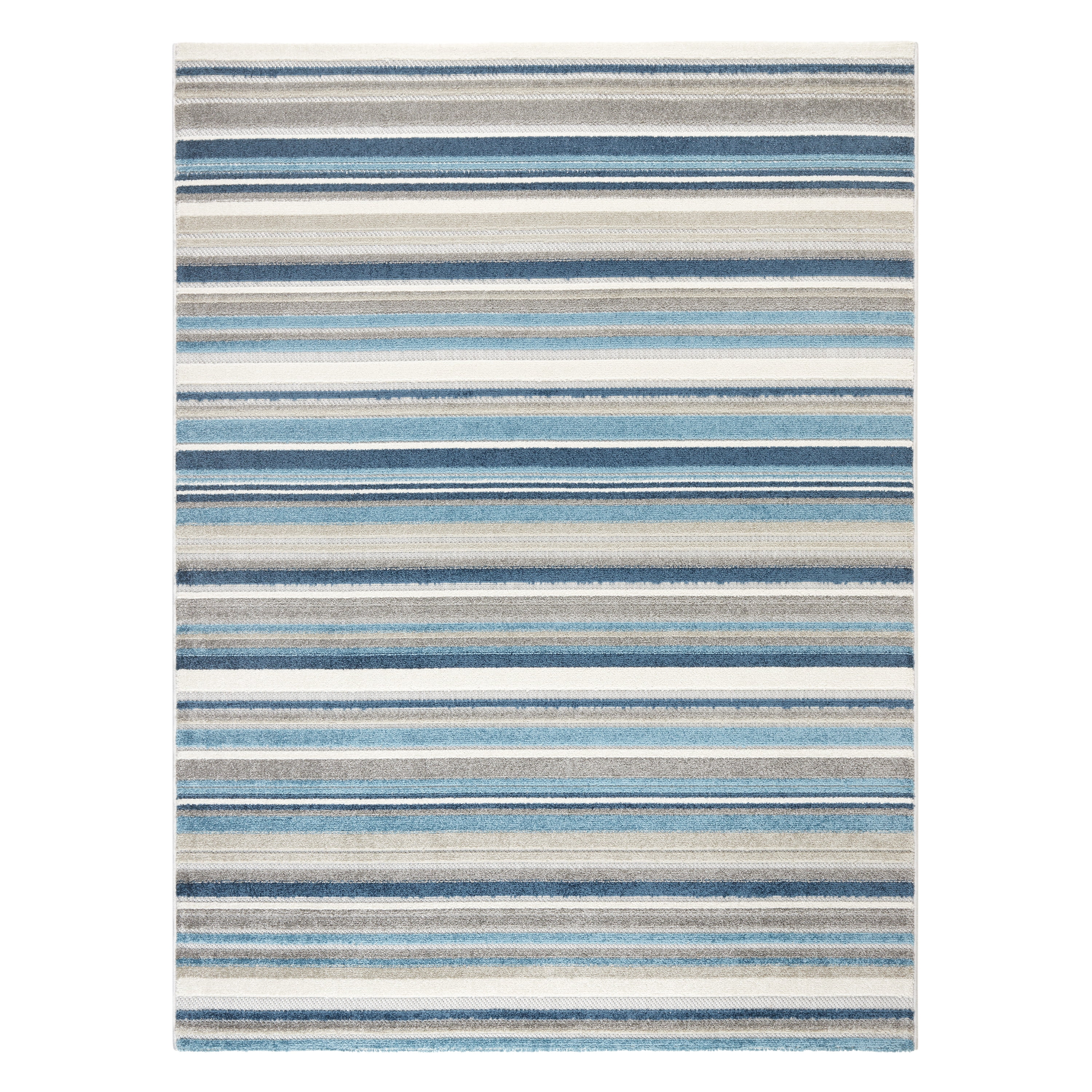 Blue Multicolor Stripe Synthetic Indoor Outdoor Area Rug
