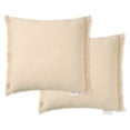 thumbnail image 1 of TOWN & COUNTRY EVERYDAY Rio Solid Fringe Handcrafted Indoor Outdoor Decorative Pillow 2-Pack Set, 100% Recycled Materials, UV Fade Resistant, Water Repellent, Beige 20"x20", 1 of 11