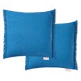 thumbnail image 1 of TOWN & COUNTRY EVERYDAY Rio Solid Fringe Handcrafted Indoor Outdoor Decorative Pillow 2-Pack Set, 100% Recycled Materials, UV Fade Resistant, Water Repellent, Blue 20"x20", 1 of 11
