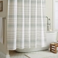 thumbnail image 1 of TOWN & COUNTRY EVERYDAY Solana Textured Woven Stripe Cotton-Rich Breathable Fabric Shower Curtain with Reinforced Buttonhole Top Hem, White/Aqua/Blue, 70"x72", 1 of 10