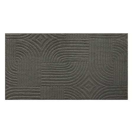 TOWN & COUNTRY EVERYDAY Stone Geo Curve Soft Felt Everwash®, Machine Washable Area Rug with Non-Slip Backing, Geometric Rug, Charcoal Grey, 1'7"x2'11"