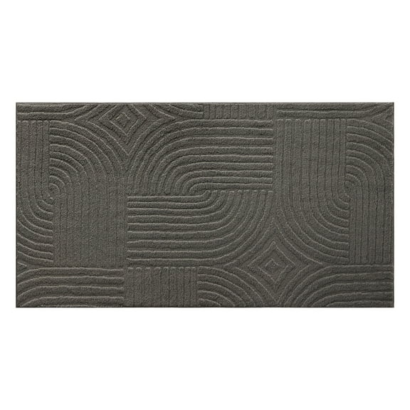 TOWN & COUNTRY EVERYDAY Stone Geo Curve Soft Felt Everwash®, Machine Washable Area Rug with Non-Slip Backing, Geometric Rug, Charcoal Grey, 1'7"x2'11"