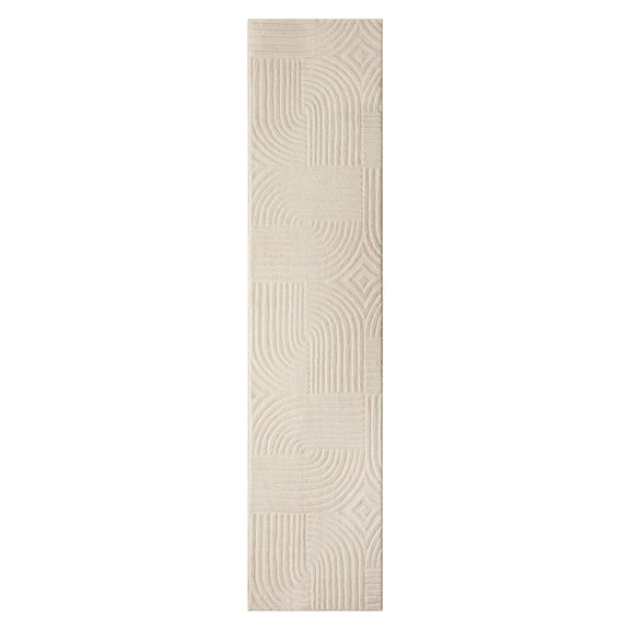 TOWN & COUNTRY EVERYDAY Stone Geo Curve Soft Felt Everwash®, Machine Washable Area Rug with Non-Slip Backing, Geometric Rug, Taupe, 1'7"x7'2"