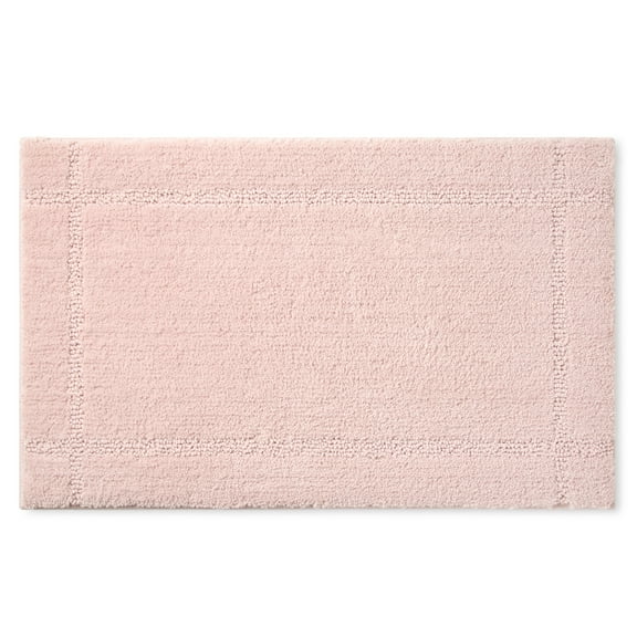 TOWN & COUNTRY EVERYDAY Ultra Plush Solid Tufted Border Bath Mat, Soft and Absorbent Tufted Floor Mat, Non-Slip Backing, Machine Washable, Blush, 20"x32"