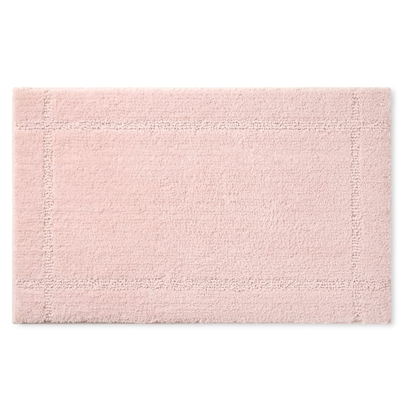 TOWN & COUNTRY EVERYDAY Ultra Plush Solid Tufted Border Bath Mat, Soft and Absorbent Tufted Floor Mat, Non-Slip Backing, Machine Washable, Blush, 20"x32"