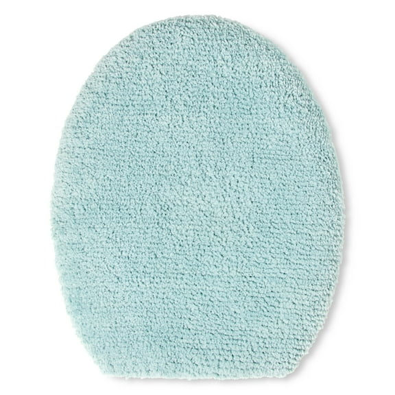 TOWN & COUNTRY EVERYDAY Ultra Plush Solid Tufted Toilet Lid Cover, Soft and Absorbent, Non-Slip Cover, Machine Washable, Aqua Blue, 18"x19"