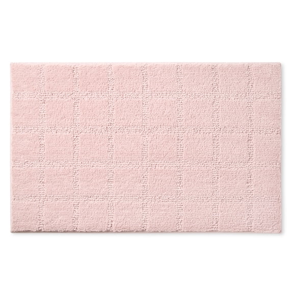 TOWN & COUNTRY EVERYDAY Ultra Plush Solid Tufted Windowpane Bath Mat, Soft and Absorbent Tufted Floor Mat, Non-Slip Backing, Machine Washable, Blush, 20"x32"
