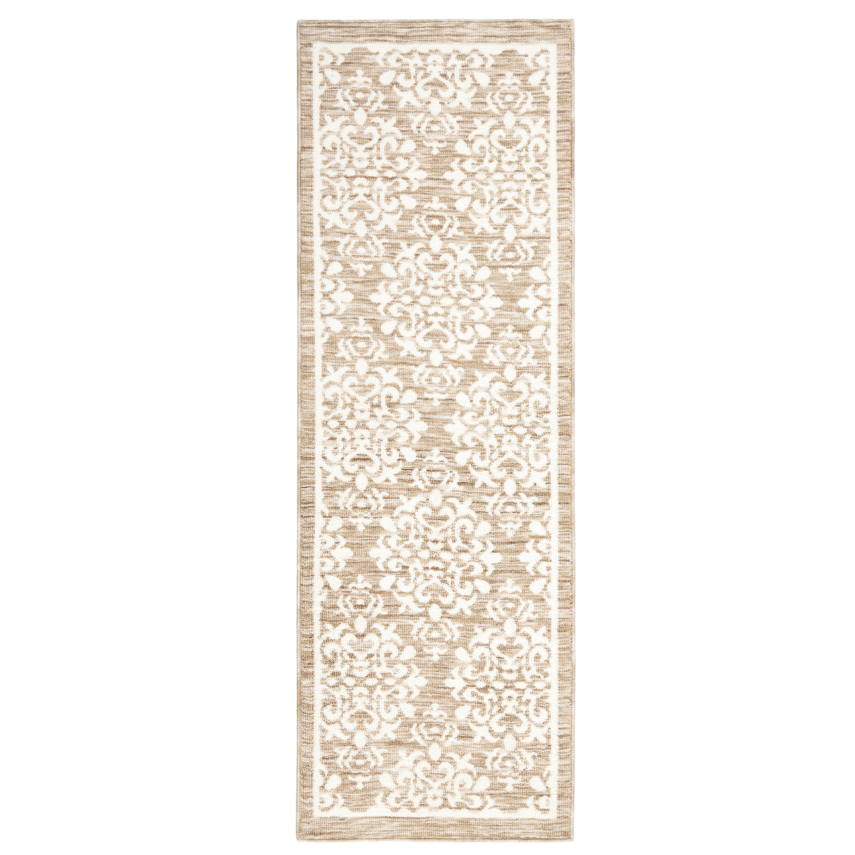 Walker Beige Tufted Medallion Washable Runner Rug