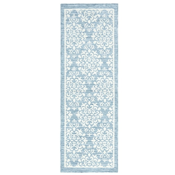 TOWN & COUNTRY EVERYDAY Walker Damask Medallion Everwash® Washable Multi-Use Decorative Rug with Non-Slip Backing, Light Blue, 24"x72"