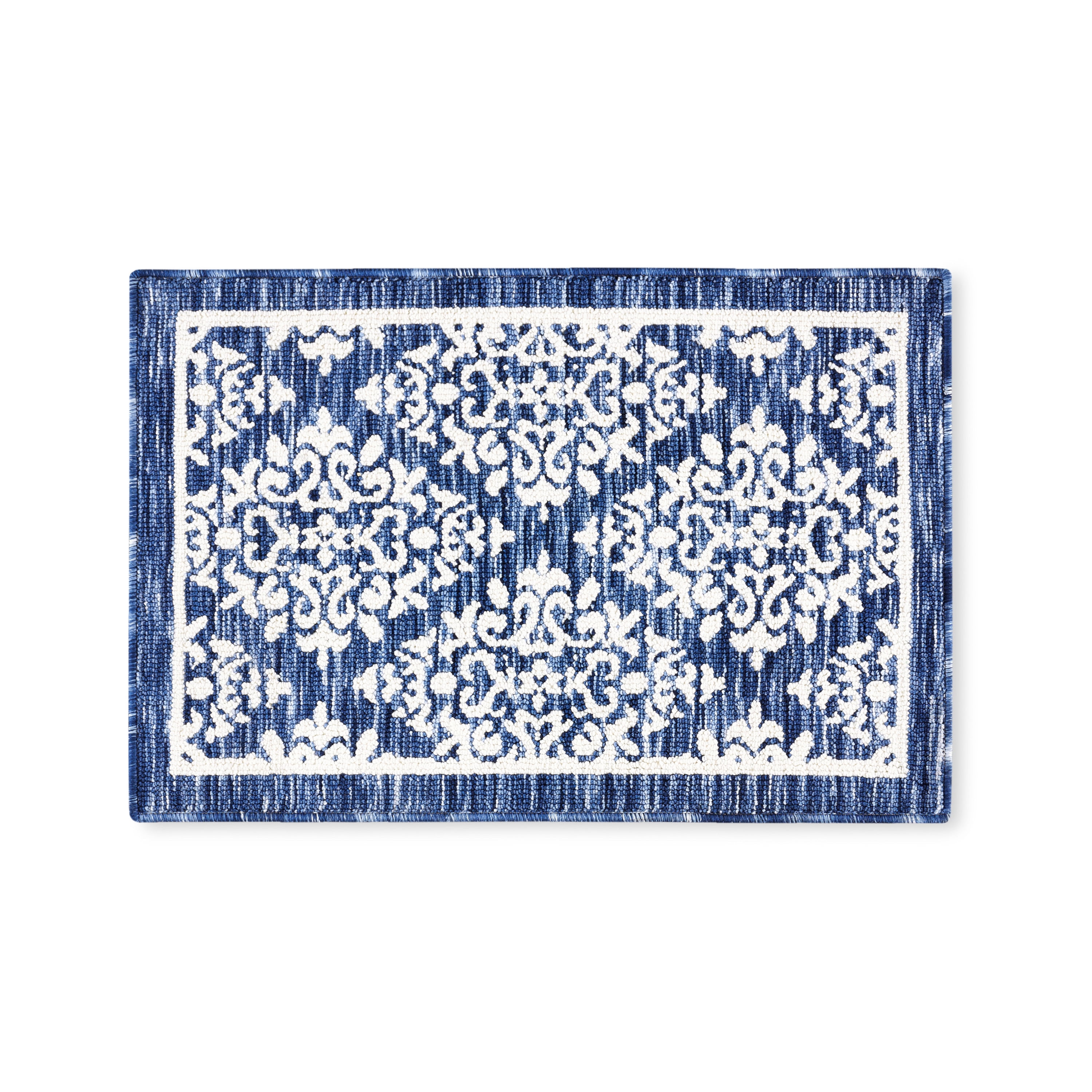 Walker Navy Blue Tufted Medallion Washable Rug 2' x 3'