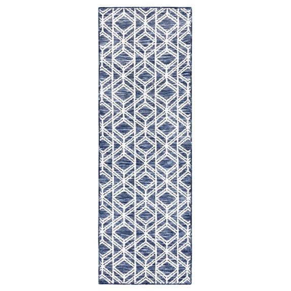 TOWN & COUNTRY EVERYDAY Walker Modern Diamond Everwash® Washable Multi-Use Decorative Rug, Tufted Kitchen Rug, Low-Profile Door Mat, Bedroom Rug and Bath Rug with Non-Slip Backing, Navy Blue, 24"x40"