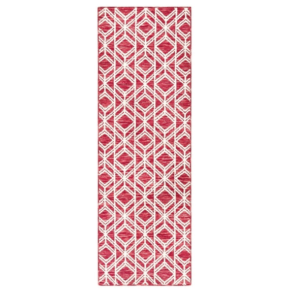 TOWN & COUNTRY EVERYDAY Walker Modern Diamond Everwash® Washable Multi-Use Decorative Rug with Non-Slip Backing, Red, 24"x72"