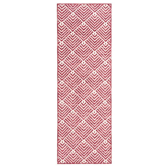 TOWN & COUNTRY EVERYDAY Walker Modern Stripe Everwash® Washable Multi-Use Decorative Rug, Tufted Kitchen Runner Rug, Low-Profile Door Mat, Bedroom Rug and Bath Rug with Non-Slip Backing, Red, 24"x72"