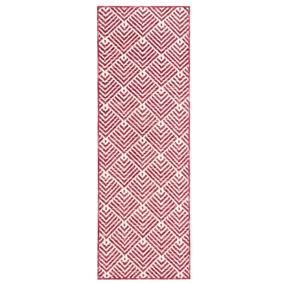 Town & Country Non‑Slip, Washable, Multi‑Use, Decorative Rug, Polyester, 24" x 72", Red