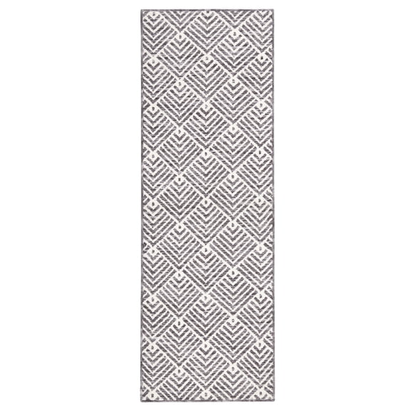 TOWN & COUNTRY EVERYDAY Walker Modern Stripe Everwash® Washable Multi-Use Decorative Rug with Non-Slip Backing, Grey, 24"x72"