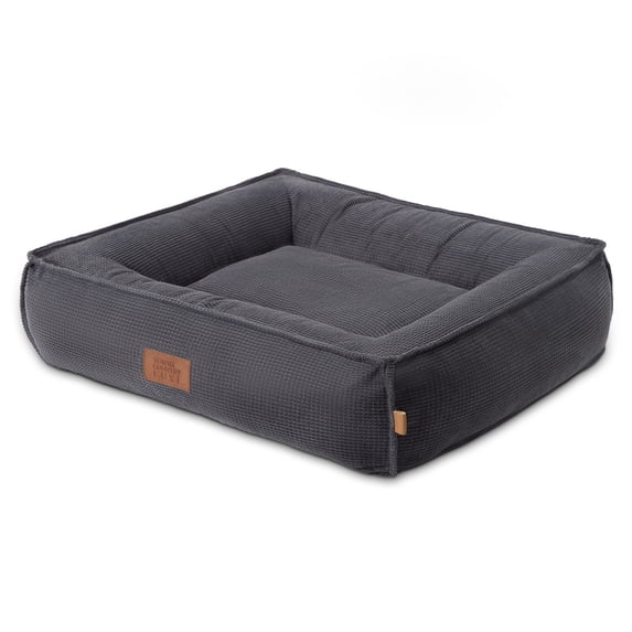 TOWN & COUNTRY LUXE CuddleTown Cozy Bolster Pet Bed, Ribbed Corduroy Texture, Machine Washable Cover, Soft, Cozy & Calming, Non-Slip Bottom, Dark Grey, Medium 27"x22"x7"