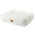 thumbnail image 1 of TOWN & COUNTRY LUXE CuddleTown Cozy Bolster Pet Bed, Ribbed Corduroy Texture, Machine Washable Cover, Soft, Cozy & Calming, Non-Slip Bottom, Cream, Medium 27"x22"x7", 1 of 6