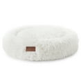 thumbnail image 1 of TOWN & COUNTRY LUXE CuddleTown Fuzzy Solid Donut Pet Bed, Soft, Cozy & Calming, Water Repellent, Non-Slip Bottom, 100% Machine Washable, Cream, Small 24"x24"x7" Round, 1 of 6