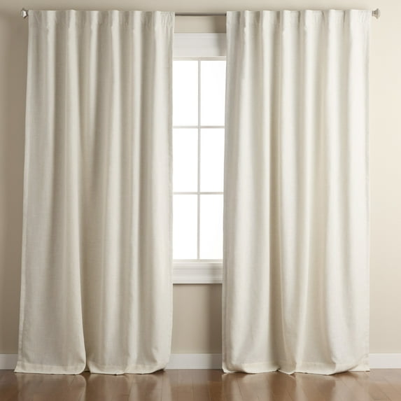 TOWN & COUNTRY LUXE Davos Solid Linen Texture Indoor Curtains, 100% Blackout with Energy Efficient Lining, Back Tab/Rod Pocket Top, 2-Pack Set, Natural Linen, 50"x108"