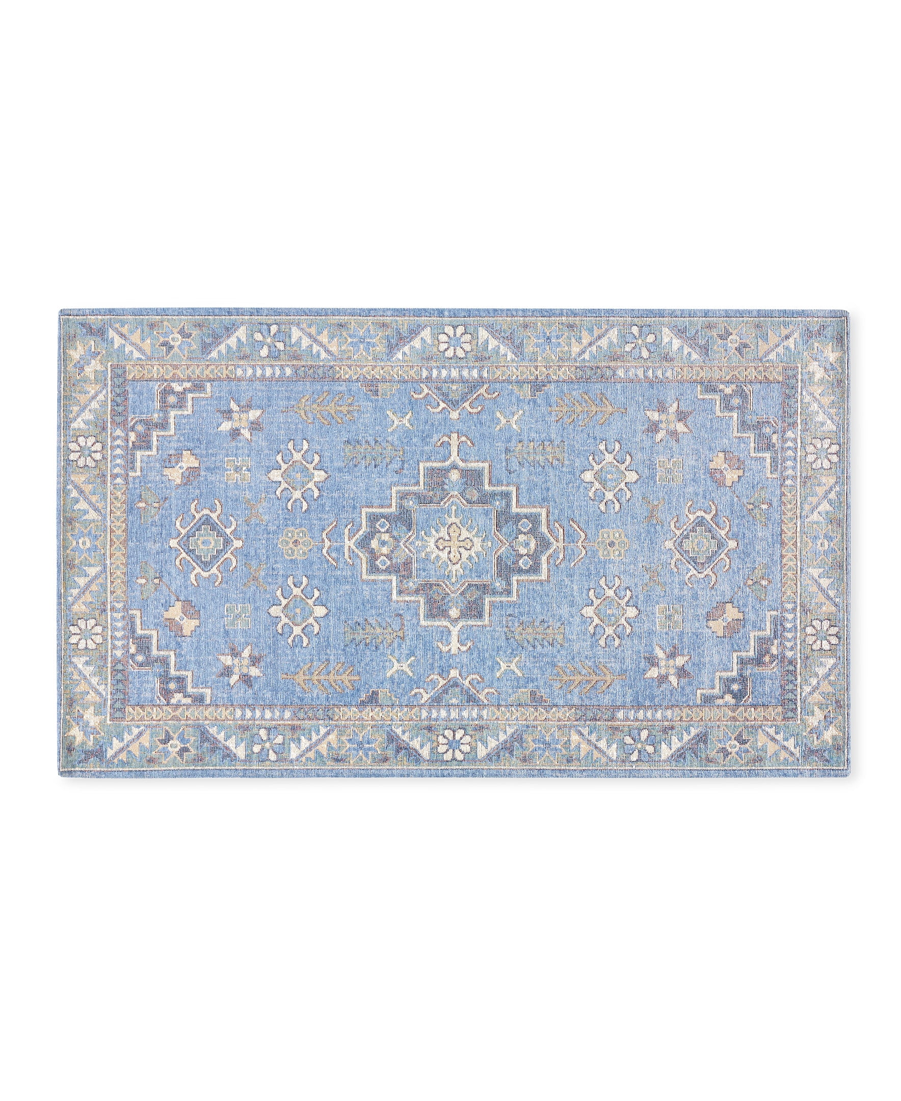 TOWN & COUNTRY LUXE Livie Forever Vintage Everwash® Washable Multi-Use Decorative Rug, Kitchen Rug, Low-Profile Door Mat, Bedroom Rug and Dorm Room Rug with Non-Slip Backing, Blue/Ivory, 24"x40"