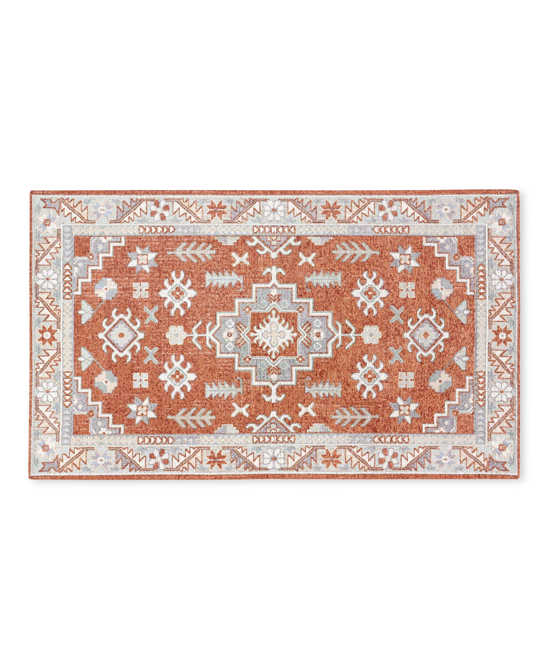 TOWN & COUNTRY LUXE Livie Forever Vintage Everwash® Washable Multi-Use Decorative Rug, Kitchen Rug, Low-Profile Door Mat, Bedroom Rug and Dorm Room Rug with Non-Slip Backing, Rust/Ivory, 24"x40"