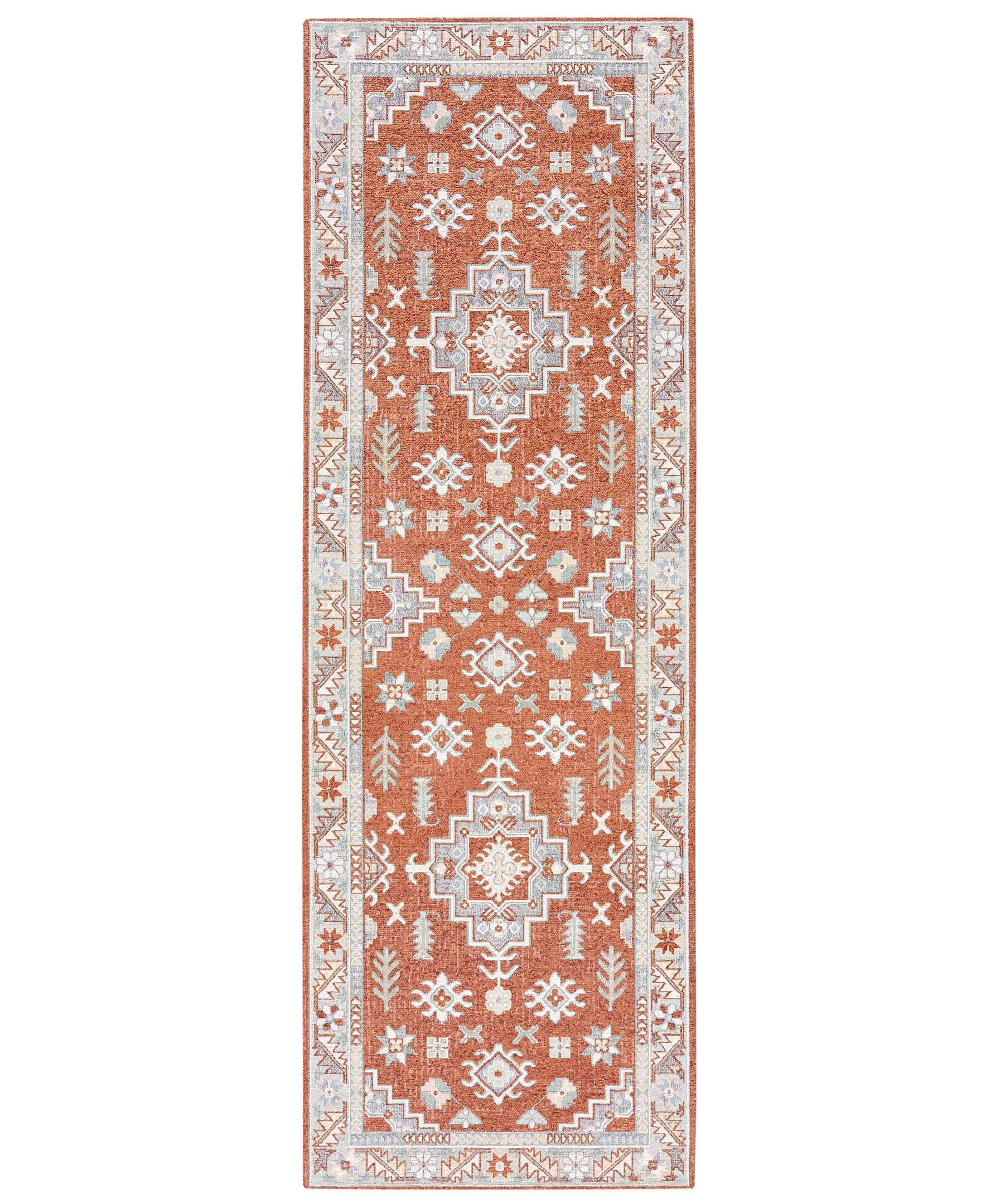 TOWN & COUNTRY LUXE Livie Forever Vintage Everwash® Washable Multi-Use Decorative Rug with Non-Slip Backing, Rust/Ivory, 24"x72"